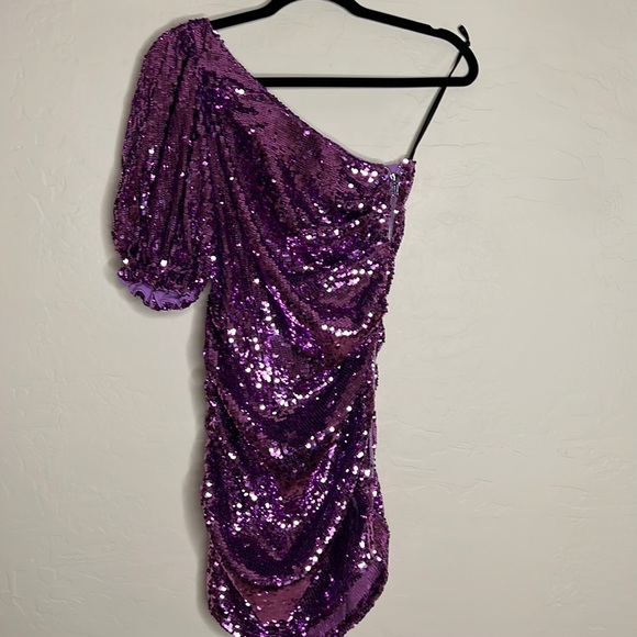 For Love and Lemons X Revolve Madeleine Purple Sequin Cocktail Mini Dress - Picture 3 of 5